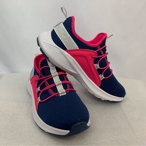 Athletic Works Navy White and Pink Athletic Pull on Sneakers Almond Toe Size 3